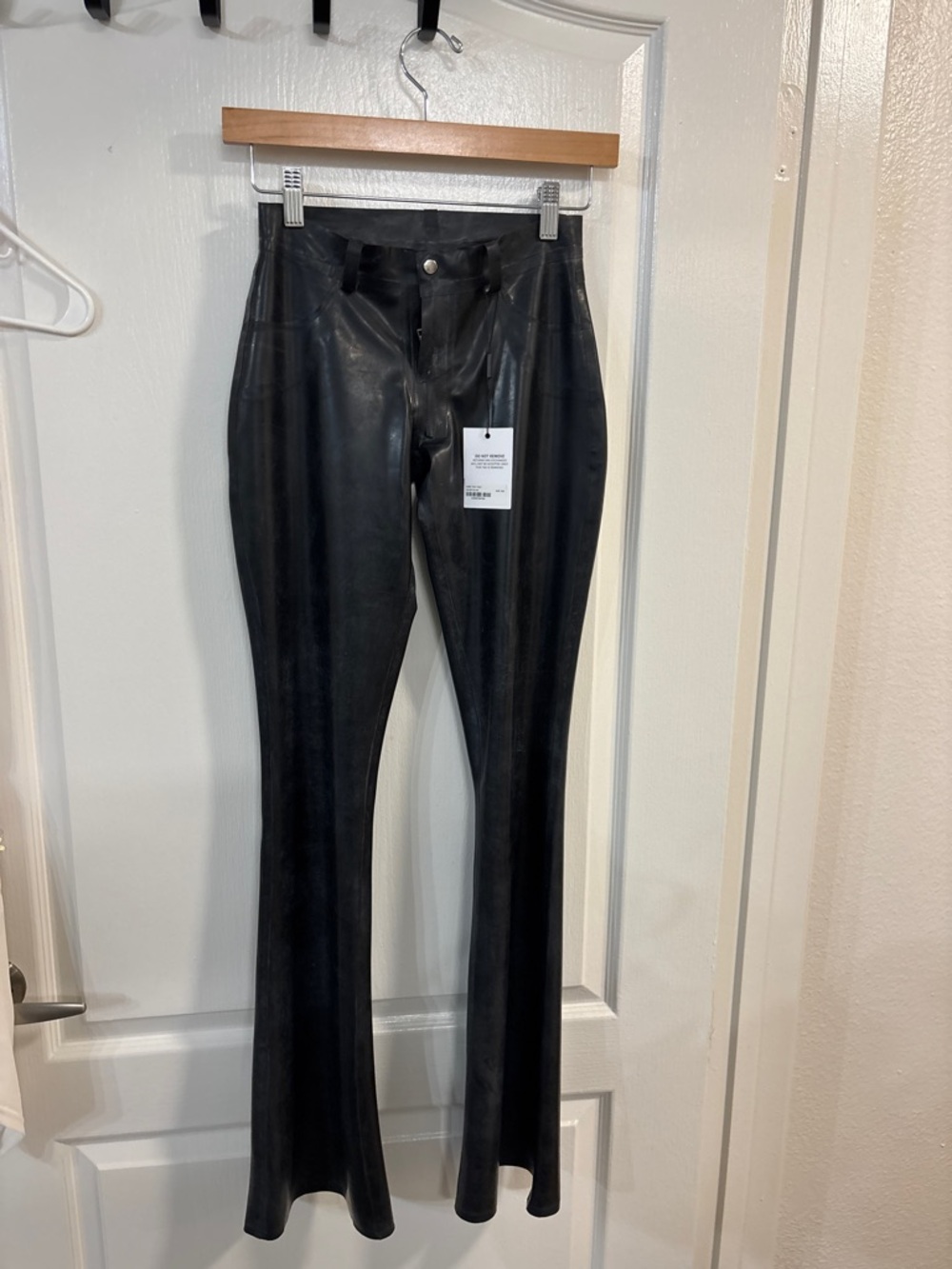 Miaou Black Latex Flared Pants